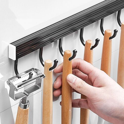 Bathroom Coat Hooks Space Aluminum Wall Hanging Rod Strong