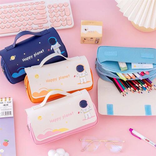 Kawaii Pencil Case Large Capacity Astronaut Pouch Waterproof