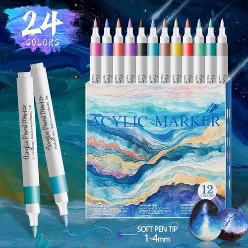 12/24 Colors Soft Headed Different Color Acrylic Marker Pen,