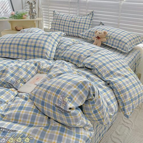 Four-piece Bedding Set Pure Washed Cotton Full Princess Styl