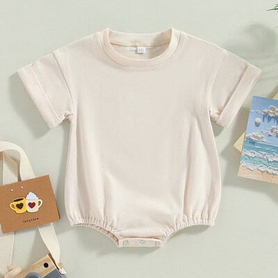 Baby Boys Girls Summer Casual Rompers Clothes Solid Short Sl