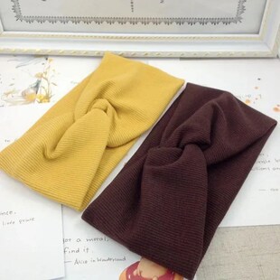 Women Girls Solid Color Headbands Knitted Cotton Hair Bands
