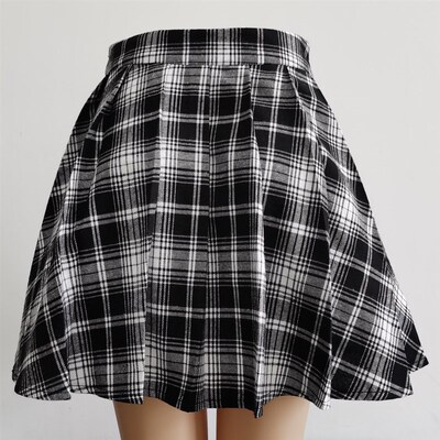 Gothic Sweet Women Pleated Skirt Fashion Plaid Mini High Wai