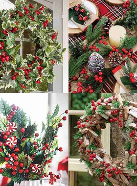10PCS Chritsmas Decoration Red Berries Simulation Berry Bran