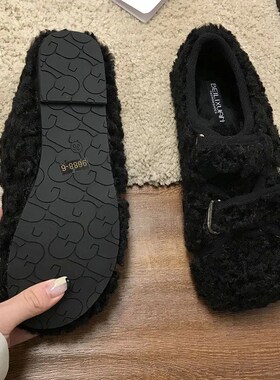 Flats Mary Jane Fluffy Shoes Womens Winter Wear New Fashion
