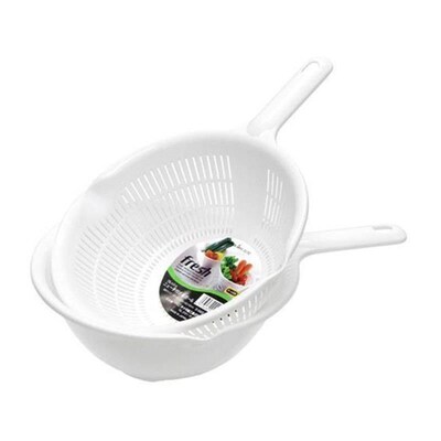 plastic long handle rice colander strainer filter green