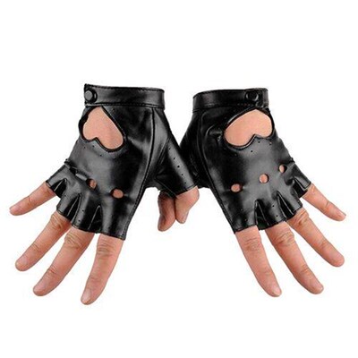 Mens Pu Leather Gloves Half Finger Fingerless Bicycle Anti