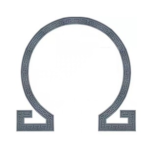 砖雕线条中式月亮门拱形门边线圆形回纹线条古建院墙弧形门回纹线