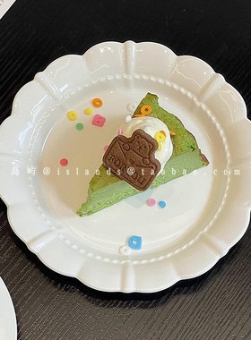 法式复古珠点花边陶瓷蛋糕盘vintge精致浮雕下午茶甜品盘点心盘