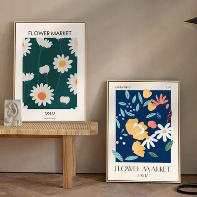 Nordic Ins Small Fresh Floral Bedroom Decorative Painting Ro