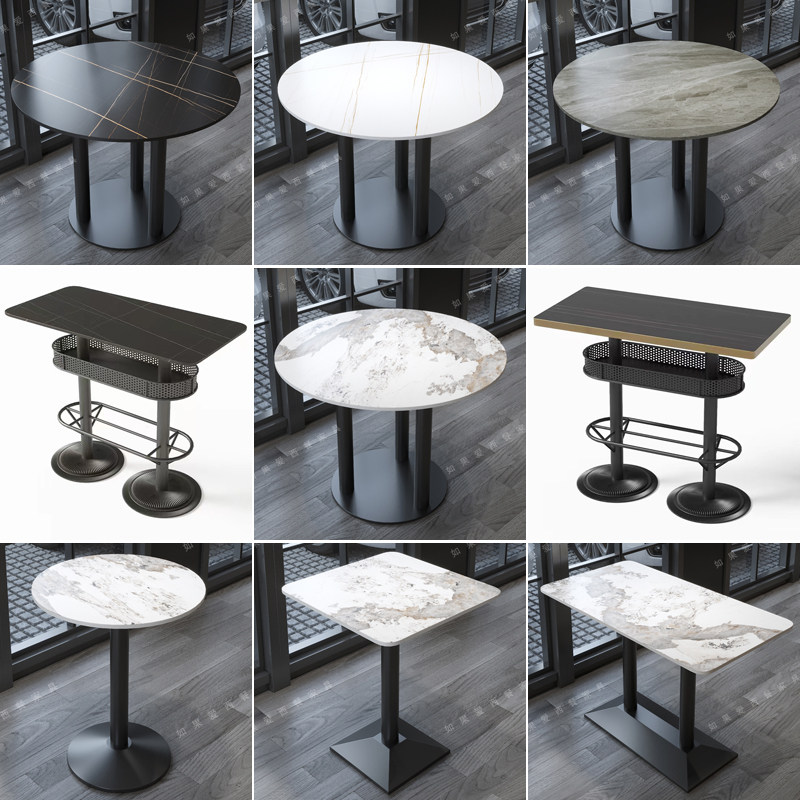定制咖啡厅奶茶店岩板桌子清吧酒吧高吧桌餐饮店圆桌火锅餐桌椅,住宅家具,岩板餐桌,淘宝优惠券,粉丝福利购,淘宝优惠卷