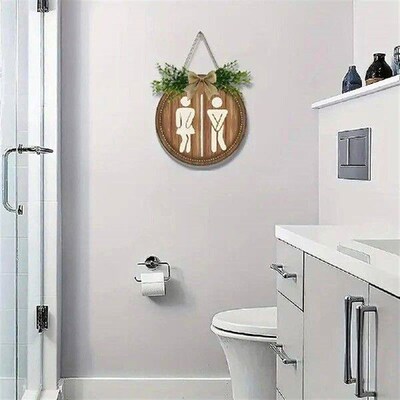 Restroom Sign Farmhouse Funny Wall Decor Rustic Wooden