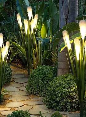 芦灯户防水公园亮苇化草外41517坪灯地插灯仿真五头盆花园装饰景