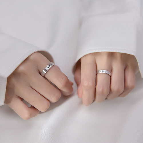 1Pair Kitten Couple Rings Cute Sliver Cat Open Ring For Wome