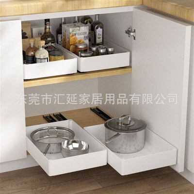 Kitchen dish storage rack cabinet built-in pull-out dish