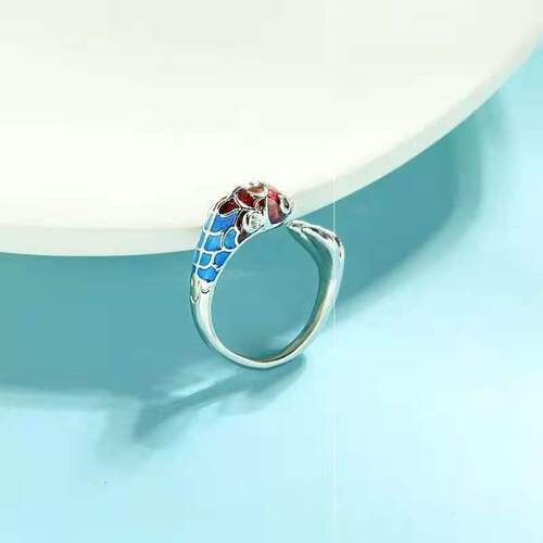 Vintage Cute Carp Fish Dolphin Opening Rings Chinese Feng Sh