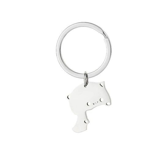 Cute Cat Keychain Stainless Steel Key ring Couple Lover Anim