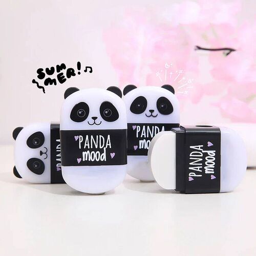 1pcs Kawaii Black White Panda Shape Rubber Pencil Erasers wi