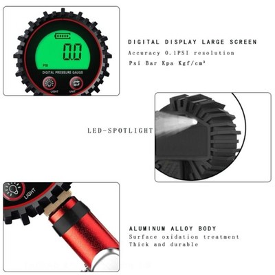 Digital Tire Pressure Gauge Air Chuck Compressor Accessories