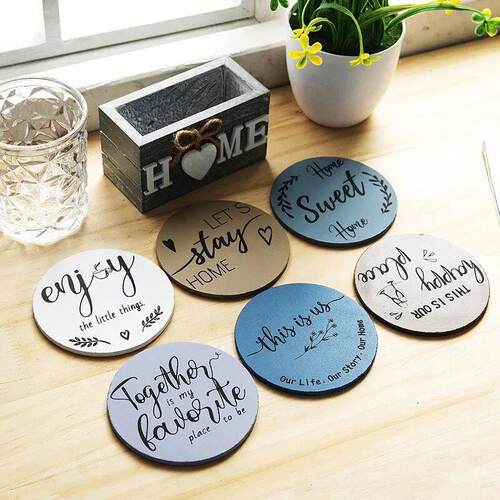 Home Love Wooden Set Lnsulated Coasters Kitchen Tableware An