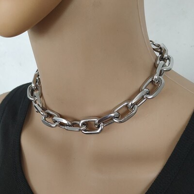 SHIXIN Punk Exaggerated Heavy Metal Big Thick Chain Choker N