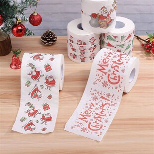 Christmas Toilet Roll Paper Xmas Printed Wood Pulp Toilet Pa