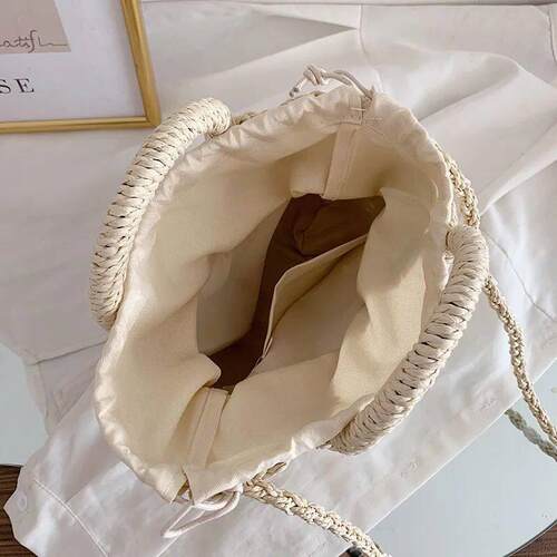 Fashion Hand-Woven Straw Beach Bags Women Handmade Moon Bask