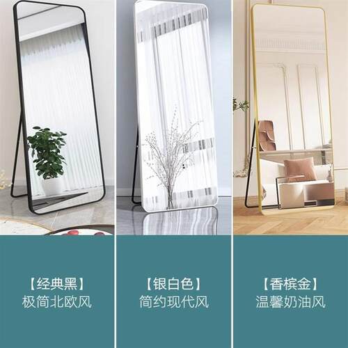 Full Length Mirror with Stand Wall-Mounted Aluminum Alloy