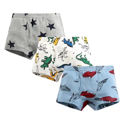 3 Piece Kids Boys Underwear Cartoon Childrens Shorts Pantie