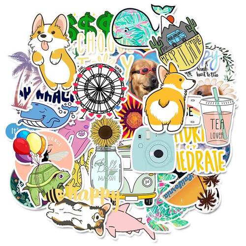 50PCS/Pack Cute Cartoon VSCO Girl Stickers Waterproof to DIY