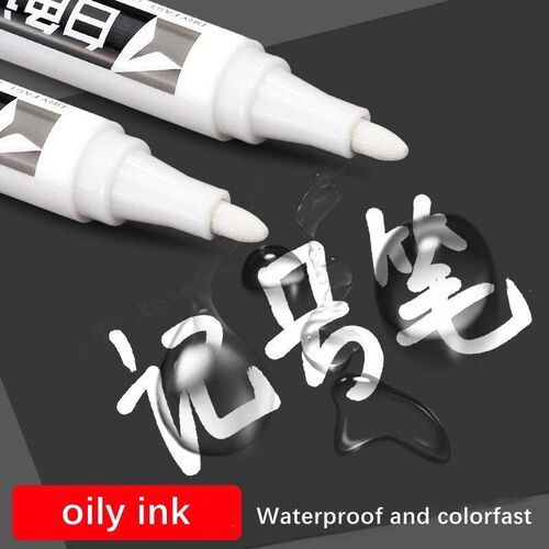 Haile 1/3pcs Permanent Oily White Markers Pens Waterproof Ti