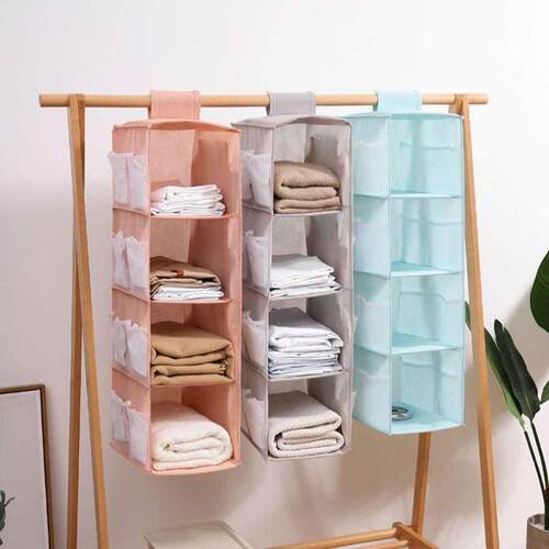 Hanging Closet Organizer Storage with Side Pockets 3/4 Shelv