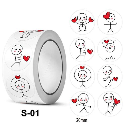 500pcs 20mm Cartoon Reward er Roll Love Labels Valentines D