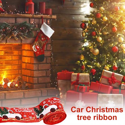 Christmas Ribbon Printed Burlap Ribbons For Gift Wrapping