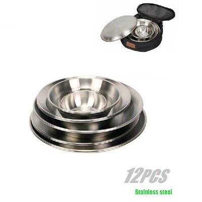12pcs/set Outdoor Camping Dishes Set Portable Stainless