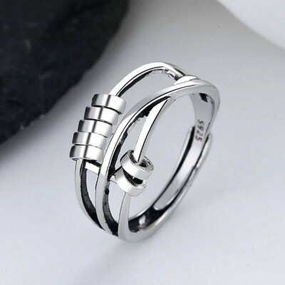 Anxiety Ring Adjustable Opening Women Men Fidget Ring With B