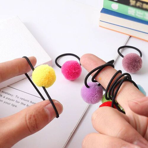 ncmama 16Pcs/lot Sweet Girls Animal Hair Ball Hair Ring Rubb