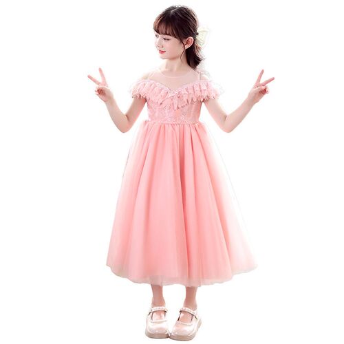 Childrens Dress Long Piano Performance Dress Girls Puffy M