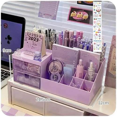 Cute Pen Desk Holder Storage Box Organizer Girl Drawer-type