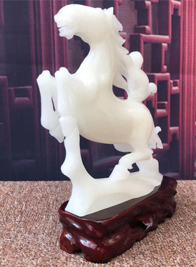 天然玉石十二生肖马摆件招财客厅玄关家居马上封侯桌面酒柜装饰品