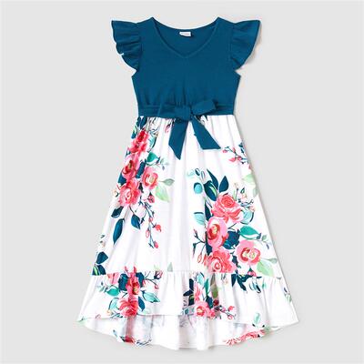 PatPat Family Matching Outfits Solid V Neck Flutter-sleeve S