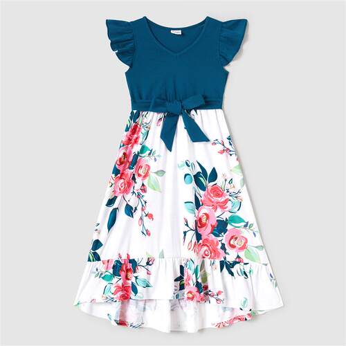 PatPat Family Matching Outfits Solid V Neck Flutter-sleeve S