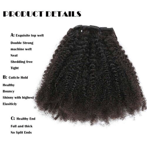 Peruvian Afro Kinky Curly Remy Clip In Human Hair bundles