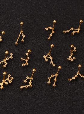 New Stainless Steel Twelve Constellation Ear Piercing Jewelr