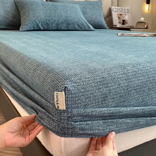 100% cotton mattress protector bed cover fitted sheet linen