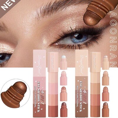 Coral Brown Eye Shadow Stick 4 IN 1 Combo Pearlescent Metall