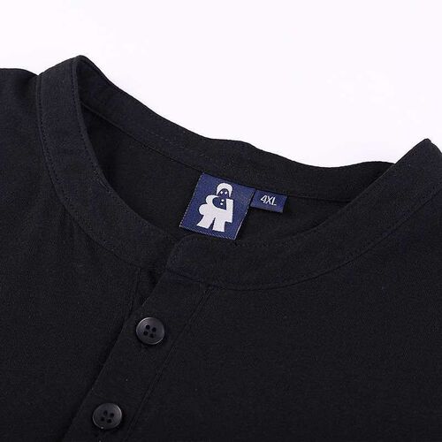 Summer Mens Plus Size Loose Casual Crewneck Button Pullover