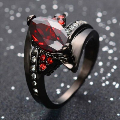 Geometric Red Zircon Wedding Ring New rendy Couple Rings for