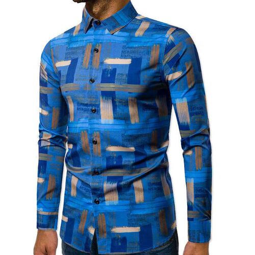 Autumn new European size long-sleeved shirt fashion tend men