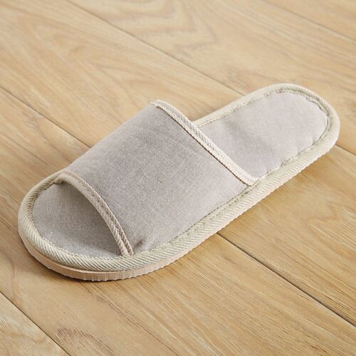 Retro Solid Color Coarse Cloth Hotel Home Slippers Men And W